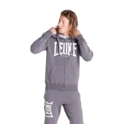 Sweat Zippé Leone Big Logo Gris Pour Homme