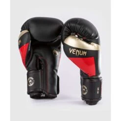 Gants De Boxe Venum Elite Noir Doré Rouge -Magasin D’Équipement D’Arts Martiaux gants de boxe venum elite noir dore rouge 2
