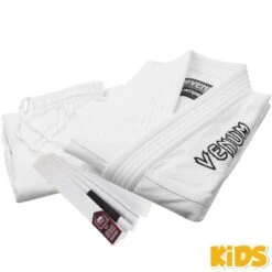 Kimono Gi BJJ Venum Contender Kids Blanc -Magasin D’Équipement D’Arts Martiaux kimono gi bjj venum contender kids blanc 2
