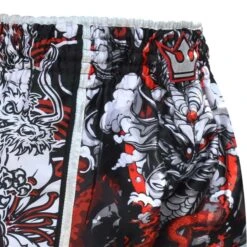 Short Muay Thai Bouddha Dragon Rouge -Magasin D’Équipement D’Arts Martiaux short muay thai bouddha dragon rouge 2