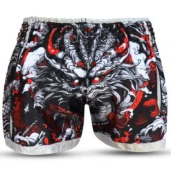 Short Muay Thai Bouddha Dragon Rouge -Magasin D’Équipement D’Arts Martiaux short muay thai bouddha dragon rouge 4